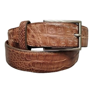 Black Diamond Belt 32 Mens Brown Dress Adjustable Leather Animal Print Buckle - Picture 1 of 8