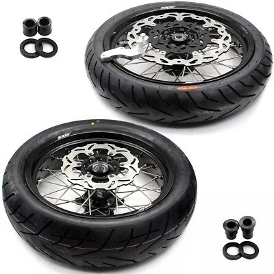 KKE 17" Motard Supermoto Tires Kit Fit For Suzuki DRZ400 400E 400S Black Discs - Imagem 1 de 4