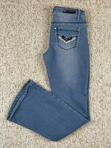 Red Rivet Jeans Women's Size 7 Embellished Flare Stretch Low Rise (28x31) - Picture 1 of 24
