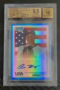 2010 BOWMAN CHROM CARSON KELLY BLAU REFRAKTOR USA #/99 AUTO ROOKIE RC BGS 9,5 - Bild 1 von 4