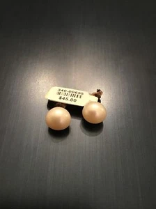 Pair of Drop Freshwater Button 11mm (7/16”) Pearl Earrings Sterling New With Tag - Picture 1 of 5
