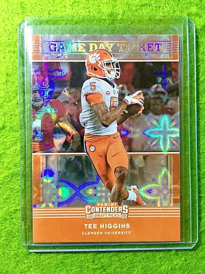 Camiseta de tarjeta de novato Tee Higgins Galactic Prizm SSP #5 Clemson 2020 Foto 1 de 4