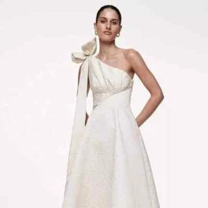 Rachel Gilbert Malea Dress Size 1 AU 8 US 4 Beige One Shoulder Formal Wedding - Picture 1 of 11