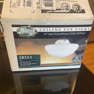 2007 HUNTER CEILING FAN WHITE 10 glass SCHOOLHOUSE GLOBE replacement 28552 NEW - Picture 1 of 12