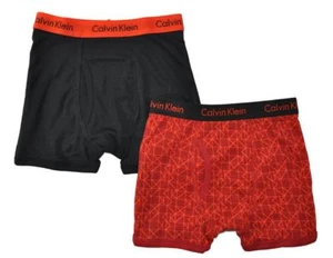 Calvin Klein Boys Black Orange 2 Pack Boxer Briefs Size 4/5 6/7 8/10 12/14 16/18 - Picture 1 of 1