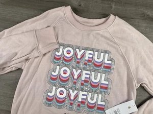 Spiritual Gangster Joyful Youth Size Large 14 Sweatshirt Pink Peace Love Yoga - Picture 1 of 14