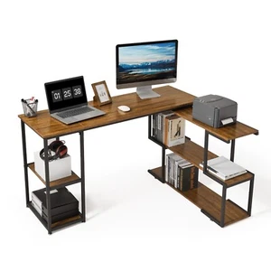 Mondeer L-Form Computertisch mit 360°Drehregal Gaming Tisch Eckschreibtisch - Bild 1 von 26