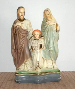 Antike HEILIGE FAMILIE Kreidegeschirr Statue Figur Jesus Maria Josef 13 Zoll hoch Markenlos - Bild 1 von 13
