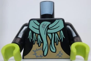 Lego Black Jacket Torso Scarf Tassels Patches Lime Hands - Picture 1 of 2