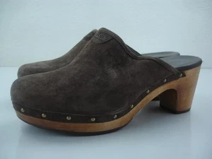 Para mujeres 9 M Ugg Australia 5772 Abbie Marrón Gamuza Cuero Zueco Zapatos Tacones de Madera - Imagen 1 de 14