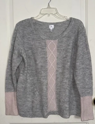 Suéter Dressbarn Mujer Grande Gris Rosa Preppy Academia College Y2K Tejido Abuela Foto 1 de 4