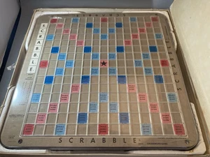 Vintage 1977 Scrabble Deluxe Edition Board Game Turntable Base Burgundy Complete - Picture 1 of 6