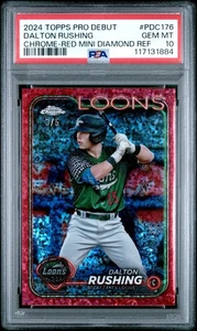 2024 Topps Pro Debut Dalton Rushing Auto /5 Red Mini Diamond PSA 10 POP 1 - Picture 1 of 1