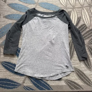 Abercrombie & Fitch Junior meliertes graues 3/4-Arm Baseball-T-Shirt Größe Small - Bild 1 von 7