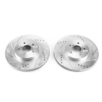 Par de rotores ranurados perforados PowerStop Evolution delanteros para Subaru Impreza Foto 1 de 3