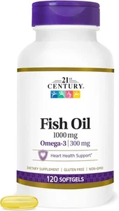 21st Century Fish Oil 1000 mg Softgels, 120 Count 120 (Pack of 1) - Picture 1 of 7