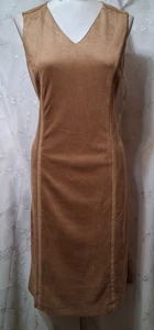Nuevo Vestido Vaina J. MCLAUGHLIN Talla Mediana DOMINIQUE Gamuza Vegana $198 Tostado - Imagen 1 de 4