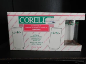 Corelle Winter Holly 16 oz Glass Set 8 - NIB - Picture 1 of 5