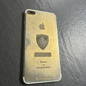 Apple iPhone 7 Plus Gold 256GB Ferrari Logo Swarovski Encrusted Personalised UK - Picture 1 of 3