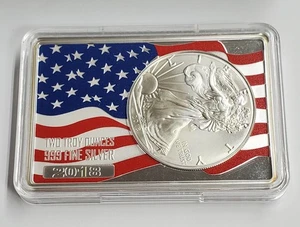 2018 2-oz Silver Bar with 1-oz Silver Eagle Colorized BU - Picture 1 of 4