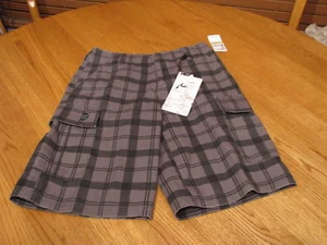 Boy's Rusty 24 agent cargo charcoal shorts plaid NEW youth - Picture 1 of 2