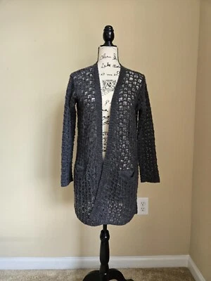 Graham & Spencer mesh knit cardigan wool blend open front womens P - Image 1 of 4