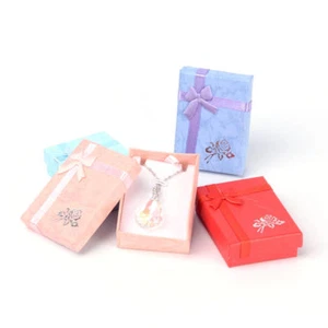 200pcs Valentines Cardboard Pendant Necklace Boxes Bowknot Gift Packing 70x50mm - Picture 1 of 4