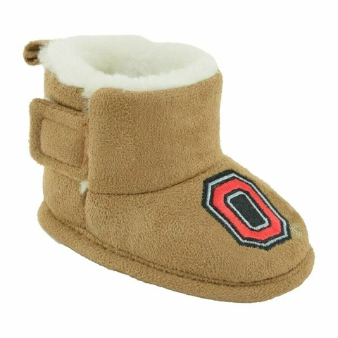 Ohio State Buckeyes Brown Booties Slippers, Size 6-9 Months NEW Cover