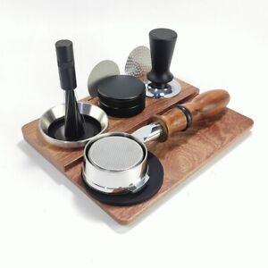 Wood Tamper Stand with Brush Holder and Convenient Size for Easy Storage