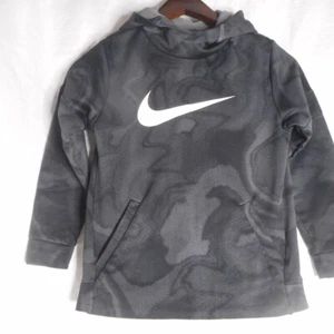 NIKE Boys S Dry-Fit Hoodie Sweatshirt Black/Gray 100% Poly Side Pockets RN#56323 - Picture 1 of 14