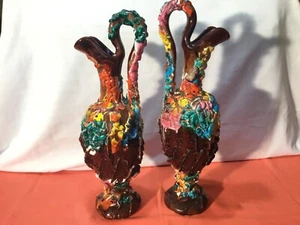 Paire de grands vases Vallauris à décor Fat Lava, hauteur 42 cm  - Picture 1 of 9