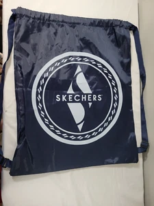 Skechers LARGE Sack Gym Travel Nylon Drawstring Bag 16"x20" Blue White Logo - Picture 1 of 4