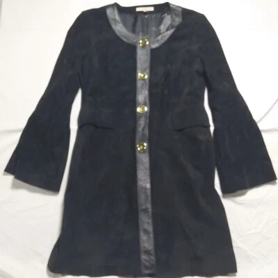 JAQUETA/CASACO FORRADO DE COURO CAMURÇA com botões MANGAS DE SINO bolsos tamanho M - Imagem 1 de 4