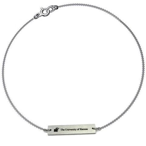 Women's Kansas Jayhawks KU Bracelet Silver Bar Bracelet Cover