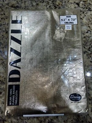 NIP Gold Mylar/Vinyl ELRENE Tablecloth 52” X70” Dazzle Flannel Backed - Image 1 of 3