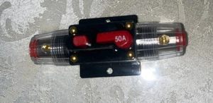 1Piece 50A Car Audio Inline Circuit Breaker Reset Fuse Inverter Waterproof - Foto 1 di 2