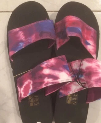 Sandalias Urban Outfitters Tie Dye Plataforma Plana Slide Rosa Azul Negro 7 NUEVAS Foto 1 de 3