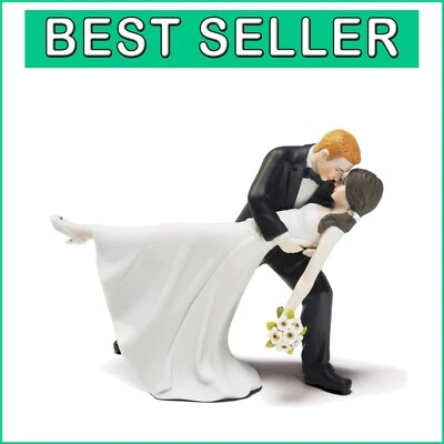 Único adorno de pastel de novia y novio pintado a mano - recuerdo romántico de porcelana Foto 1 de 3