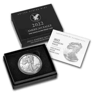 2022-W American Silver Eagle $1 One Dollar Proof Coin w/ Box & COA - Picture 1 of 4