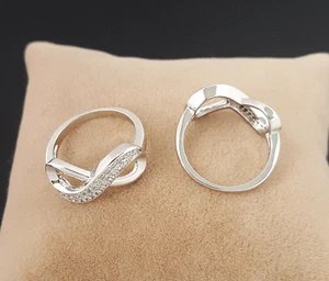 Edler Infinity Ring Silber Versilbert Silberring Yüzük Zirkonia Damen Gümüs - Bild 1 von 2