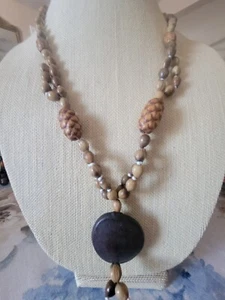 Made of Seeds Natural Light Muted Colors & 2" Tree Seed As The Pendant Necklace - Picture 1 of 3
