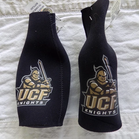UCF Central Florida Knights Knightro 2 Neoprene Bottle Coozies Black with Logo Cover