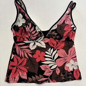 womens croft and barrow tankini top Size 10 Brown Floral 