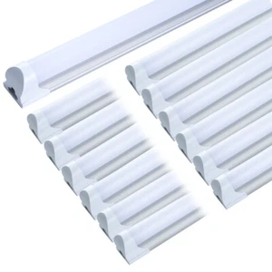 12 PACK T8 4FT 24W Led Shop Lights Linkable Ceiling Tube Light Fixture Daylight - Picture 1 of 9