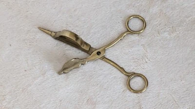 Vintage Candle Wick Trimmer Snuffer Solid Brass Scissors - Image 1 of 4