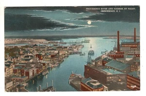 Tarjeta postal de Providence River and Harbor at Night Providence Rhode Island RI - Imagen 1 de 2