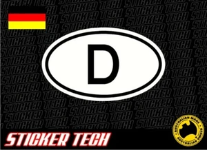 GERMANY COUNTRY CODE D OVAL STICKER DECAL TO SUIT BMW VW MERCEDES AUDI PORSCHE - Picture 1 of 1