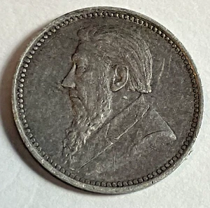 1897 SÜDAFRIKA ZAR 3D 3 PENCE ZUID AFRIKAANSCHE REPUBLIK KRÜGER .925 Fein AU - Bild 1 von 4