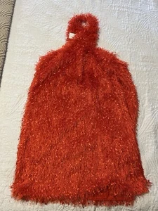 ZARA Women’s MINI SHORT HALTERNECK DRESS With ORANGE Fringe Medium M Unique - Picture 1 of 6