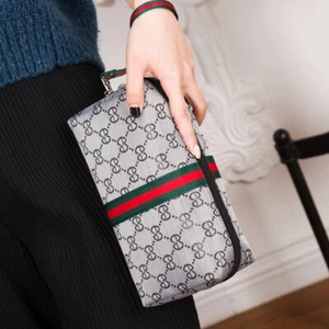 Mujeres Lujo Cartera Portátil Cosmético Bolso de Mano con Muñequera Extraíble Correa Bolsas - Imagen 1 de 5